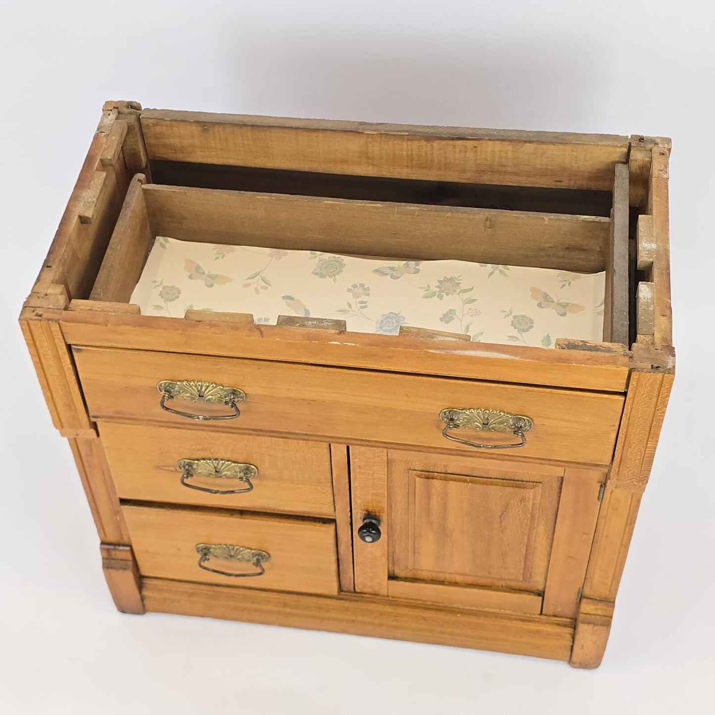 Vintage/Antique Eastlake Victorian Wood Washstand Commode w/Granite Top