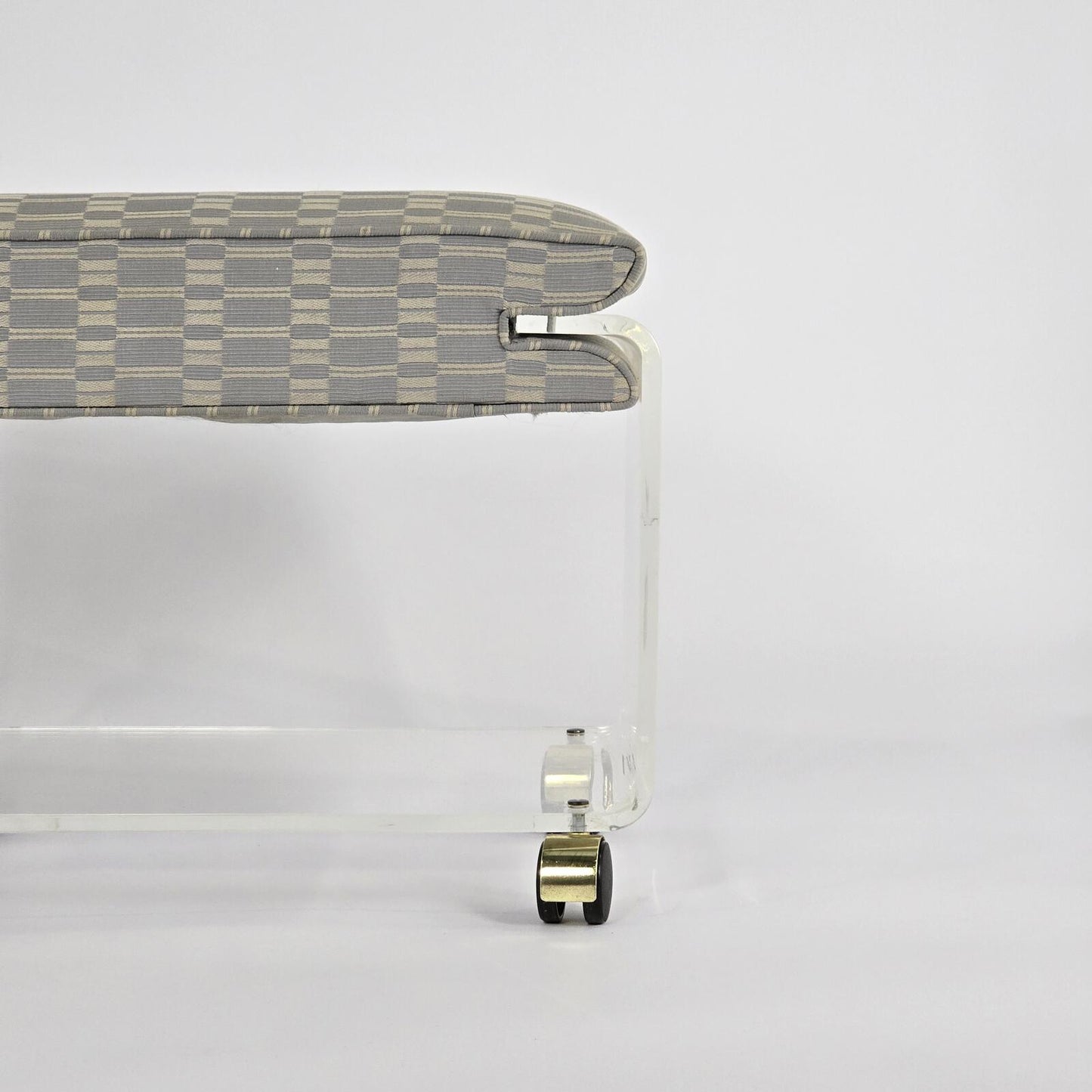Hill Manufacturing "Charles Hollis Style" Upholstered Lucite Ottoman/Vanity Seat