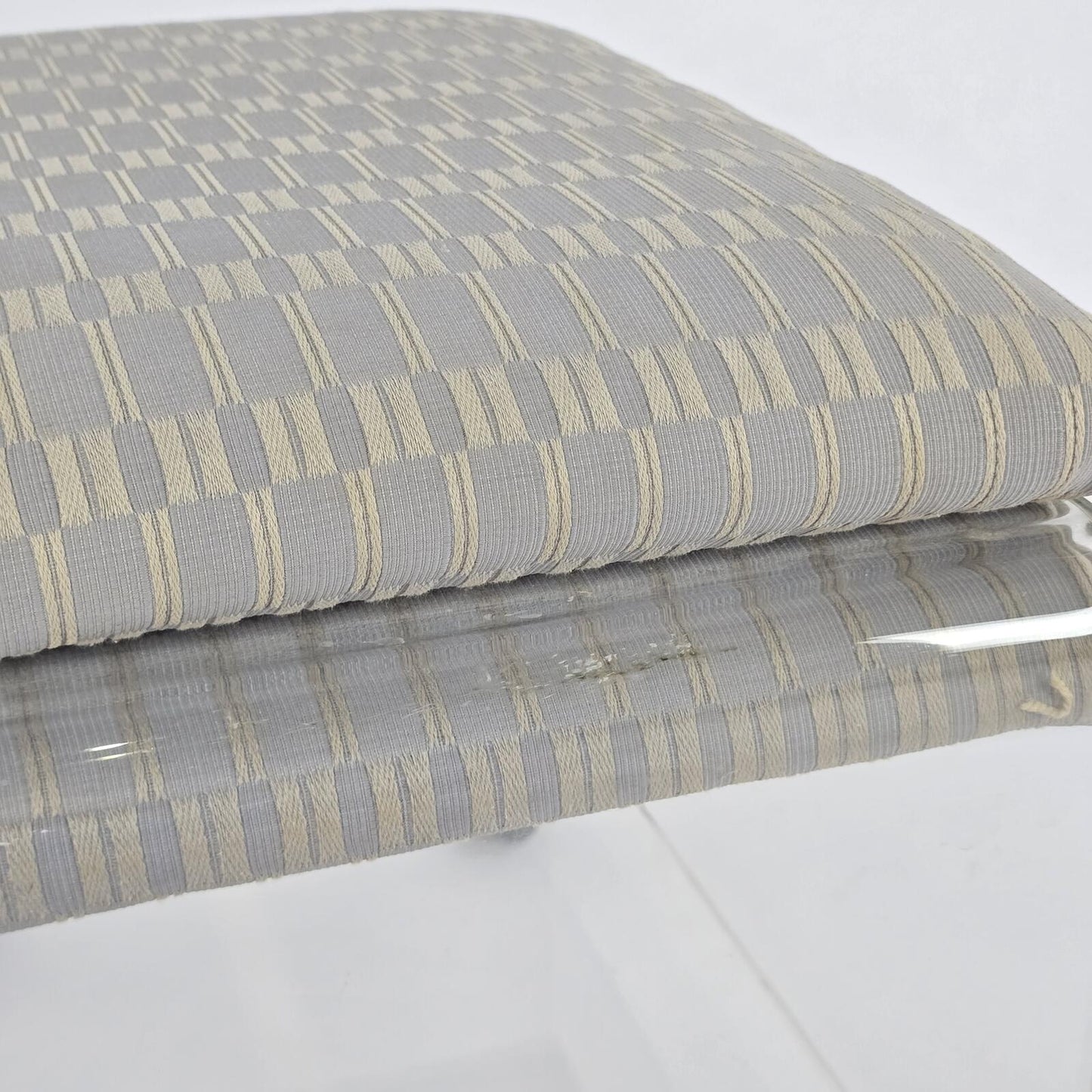 Hill Manufacturing "Charles Hollis Style" Upholstered Lucite Ottoman/Vanity Seat