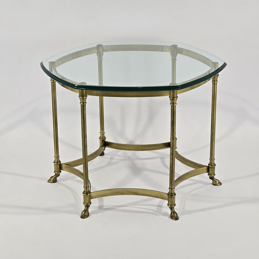 Lebarge Style Brass and Glass Side Table