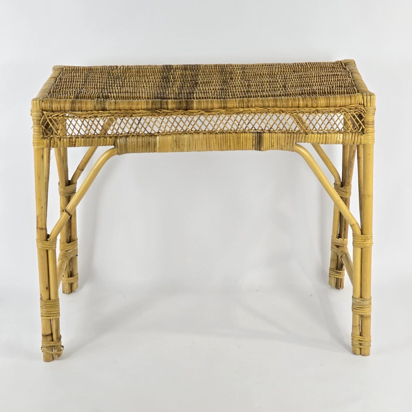 Vintage Bamboo and Rattan Vanity/Console Table