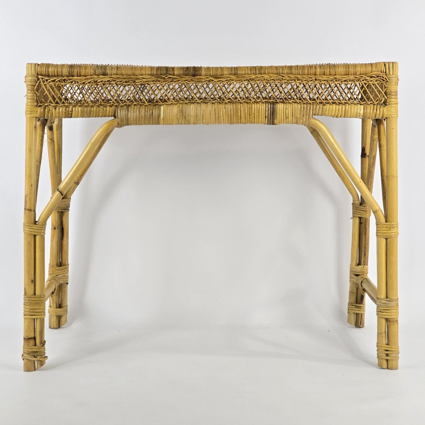Vintage Bamboo and Rattan Vanity/Console Table