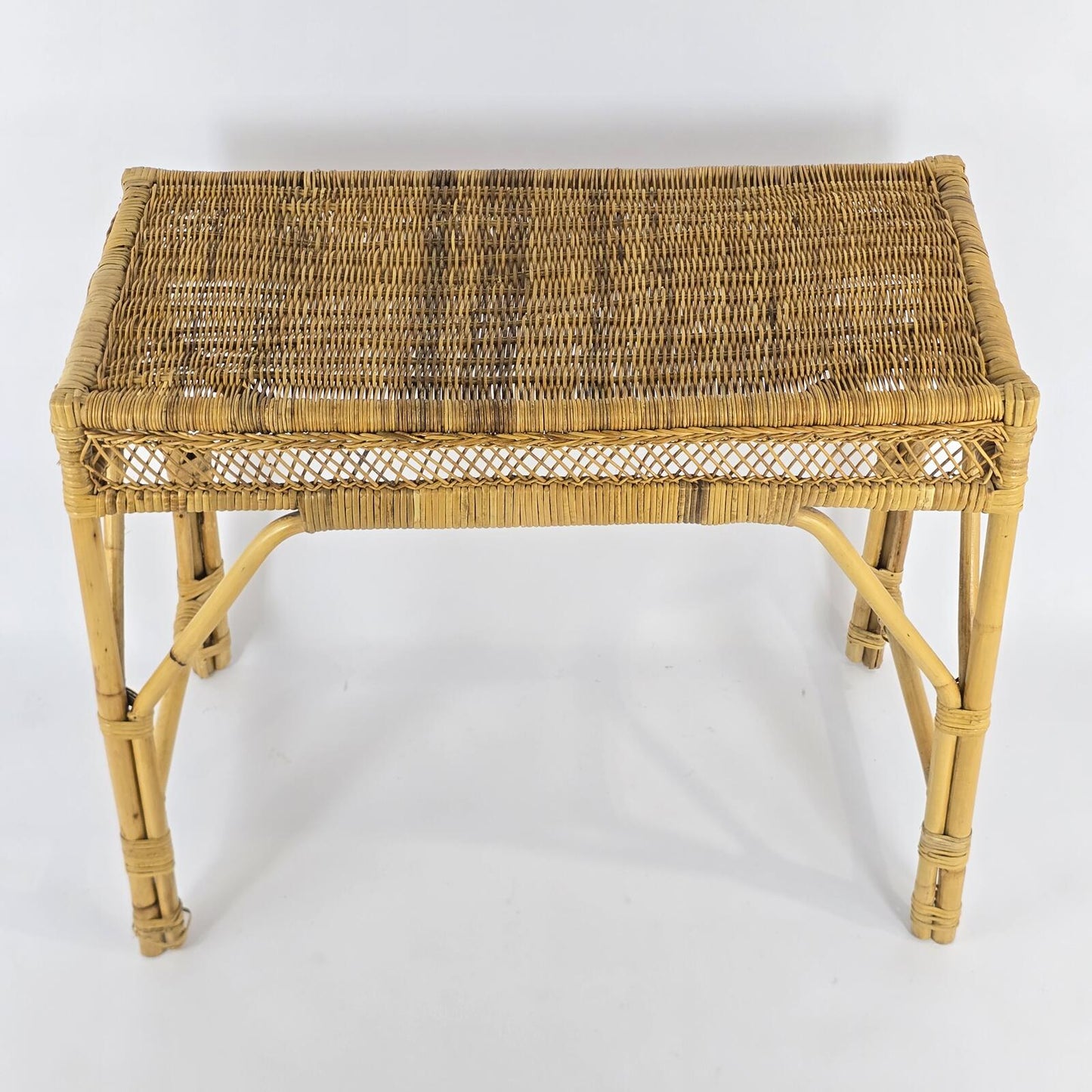 Vintage Bamboo and Rattan Vanity/Console Table