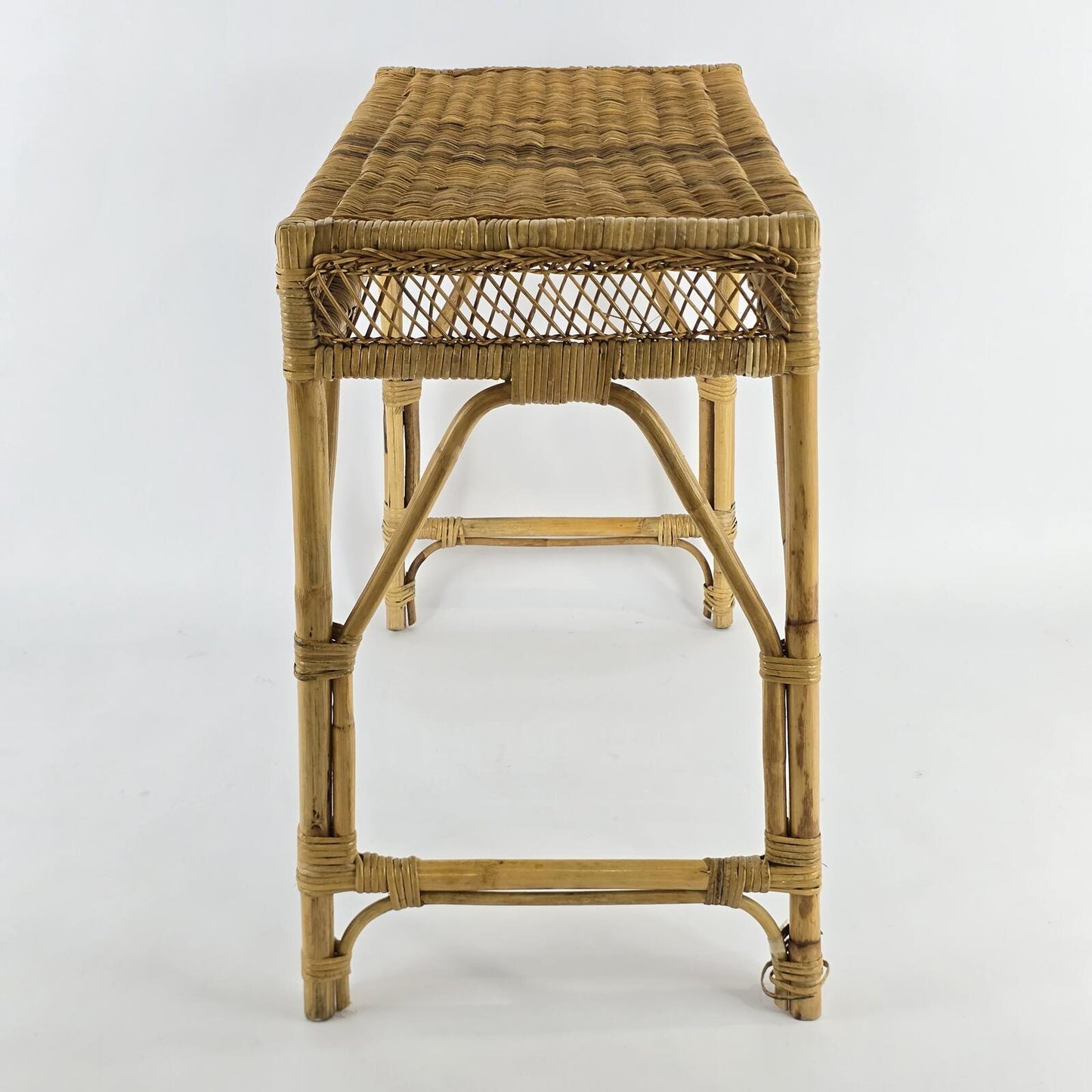Vintage Bamboo and Rattan Vanity/Console Table