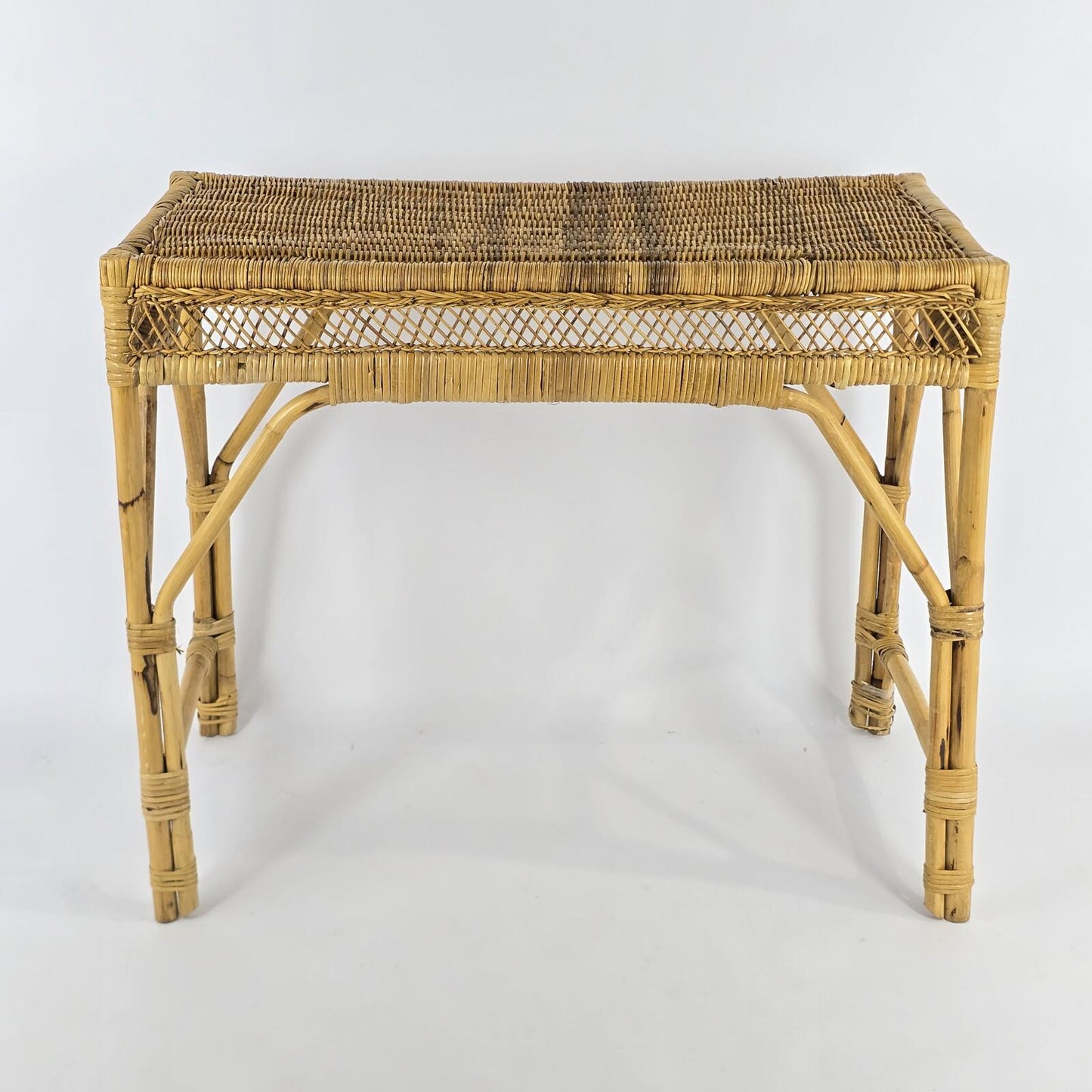 Vintage Bamboo and Rattan Vanity/Console Table
