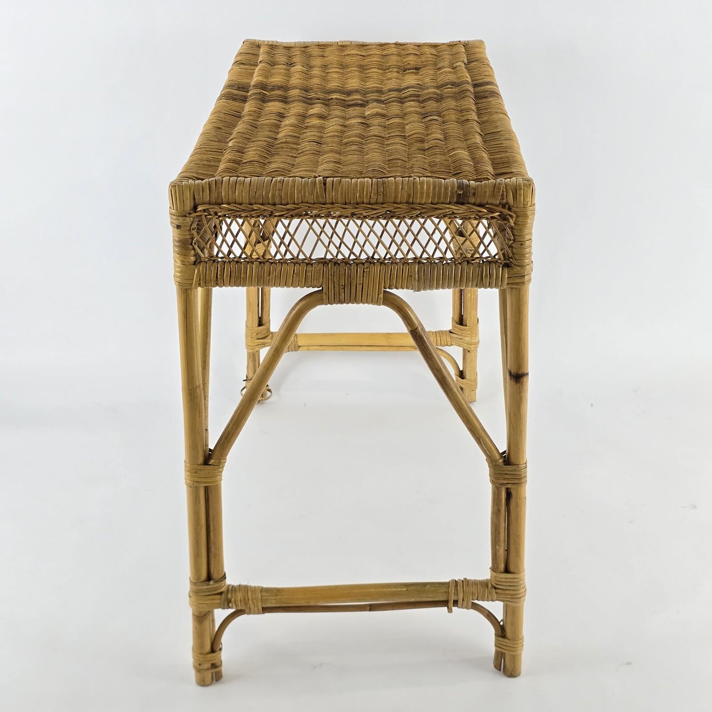 Vintage Bamboo and Rattan Vanity/Console Table