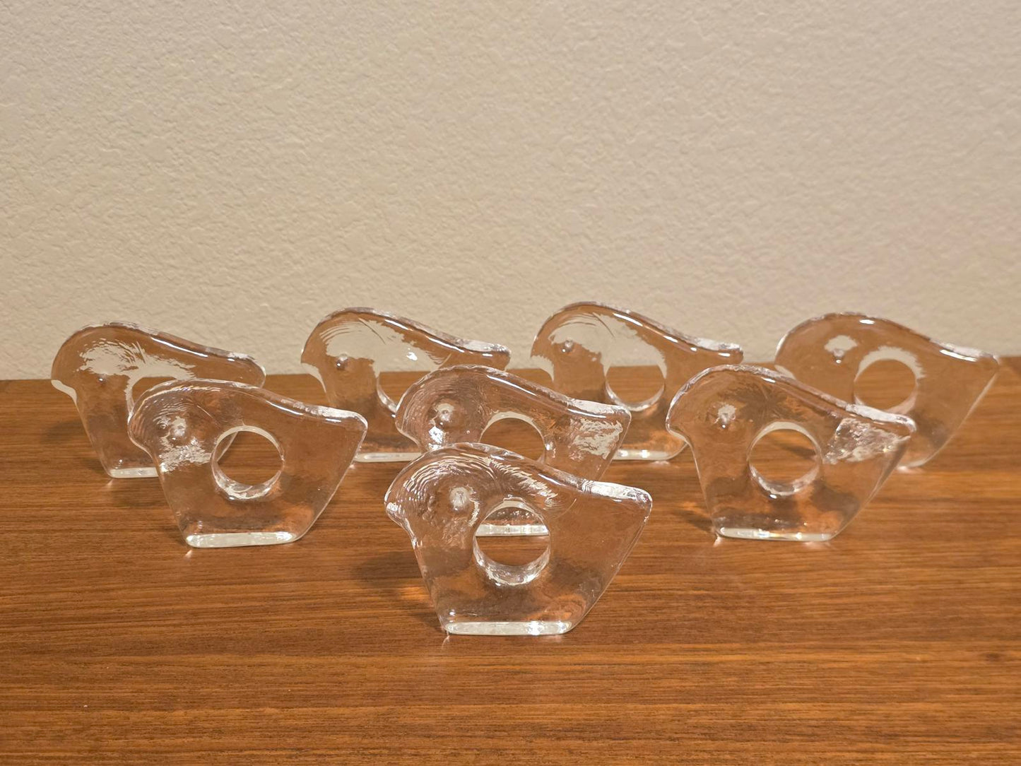 Vintage MCM Pukeberg Sweden Glass Napkin Ring/Egg Holders