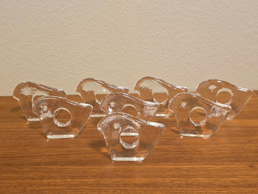 Vintage MCM Pukeberg Sweden Glass Napkin Ring/Egg Holders