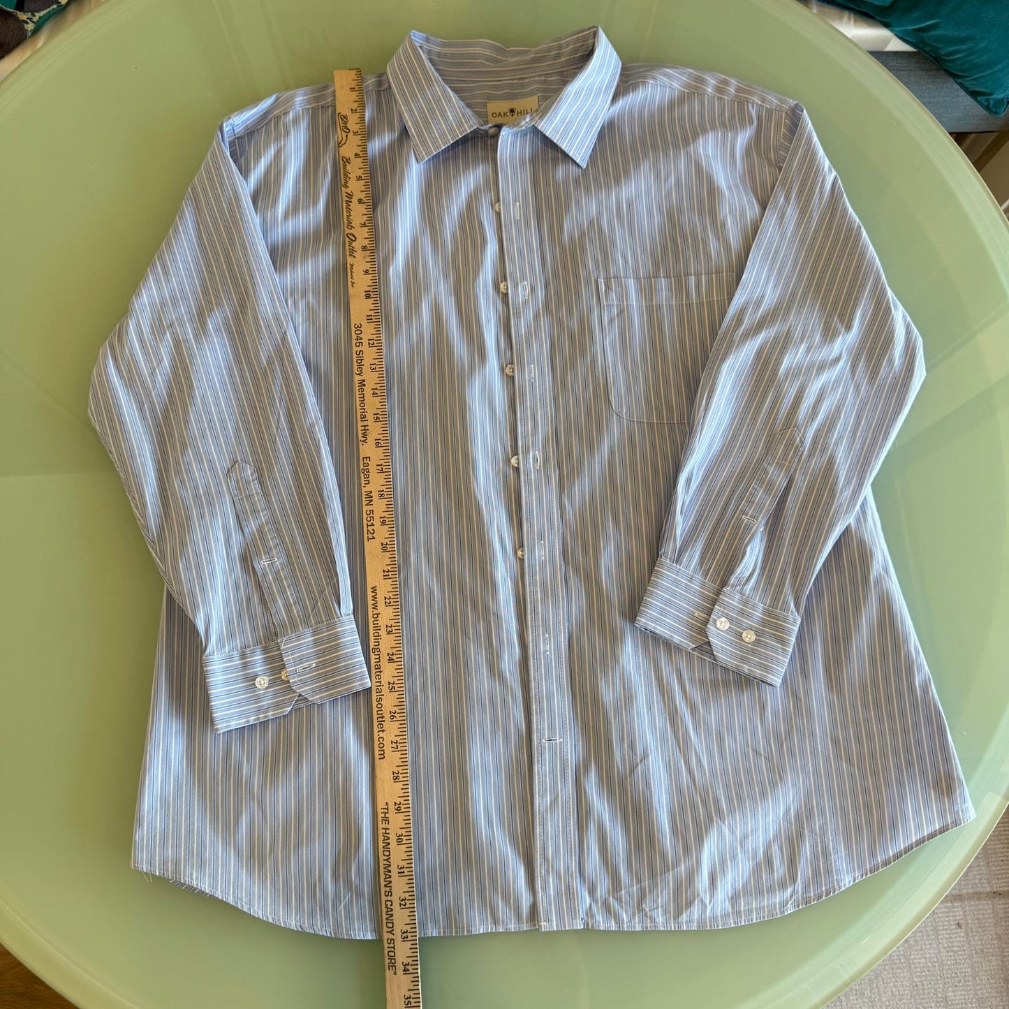 Oak Hill Blue Striped Men's Dress Shirt Size 20 34/35