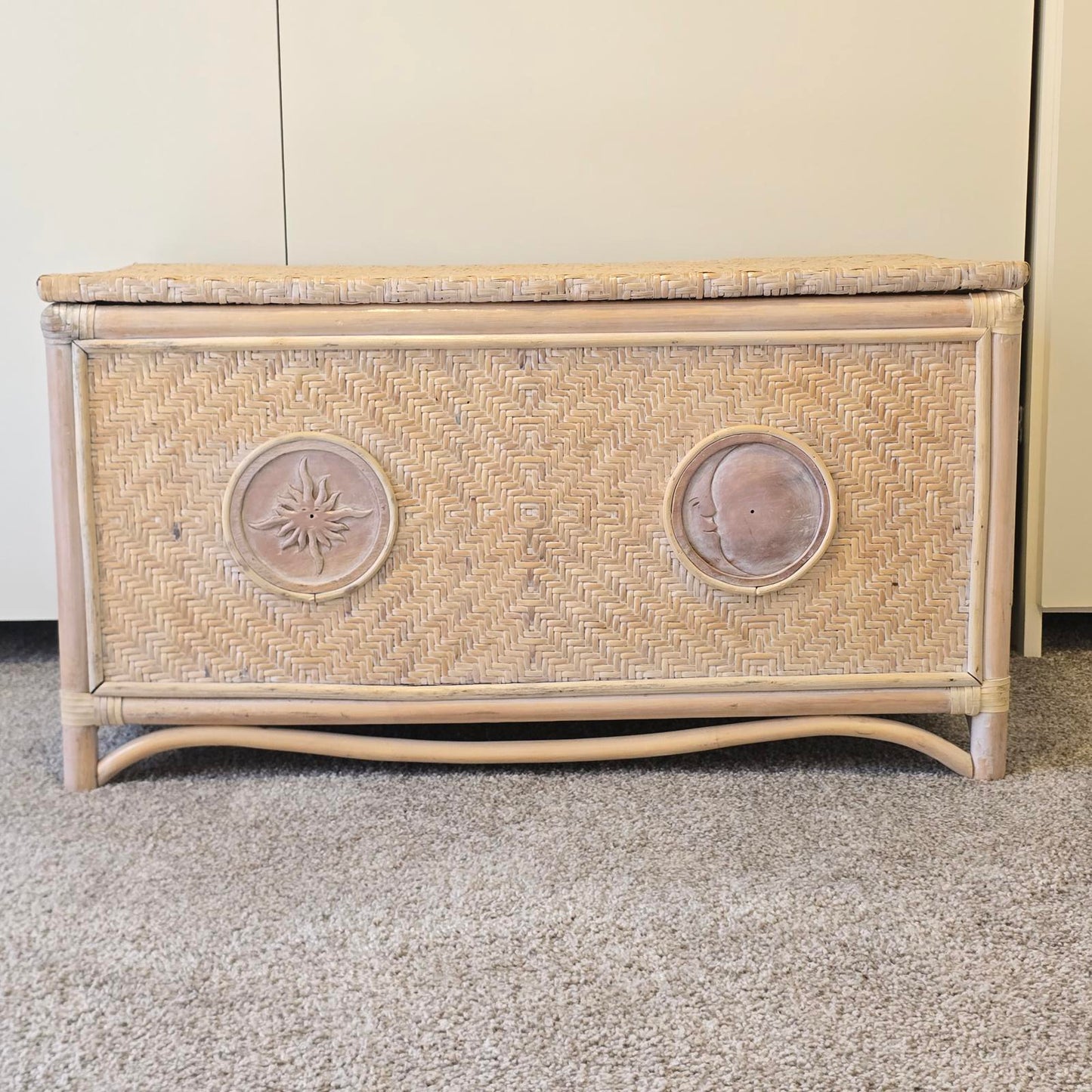 Vintage Rattan Sun and Moon Chest