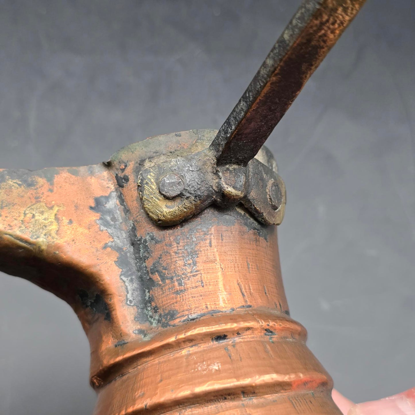 Vintage/Antique Copper Turkish Coffee Pot with Brass Handle