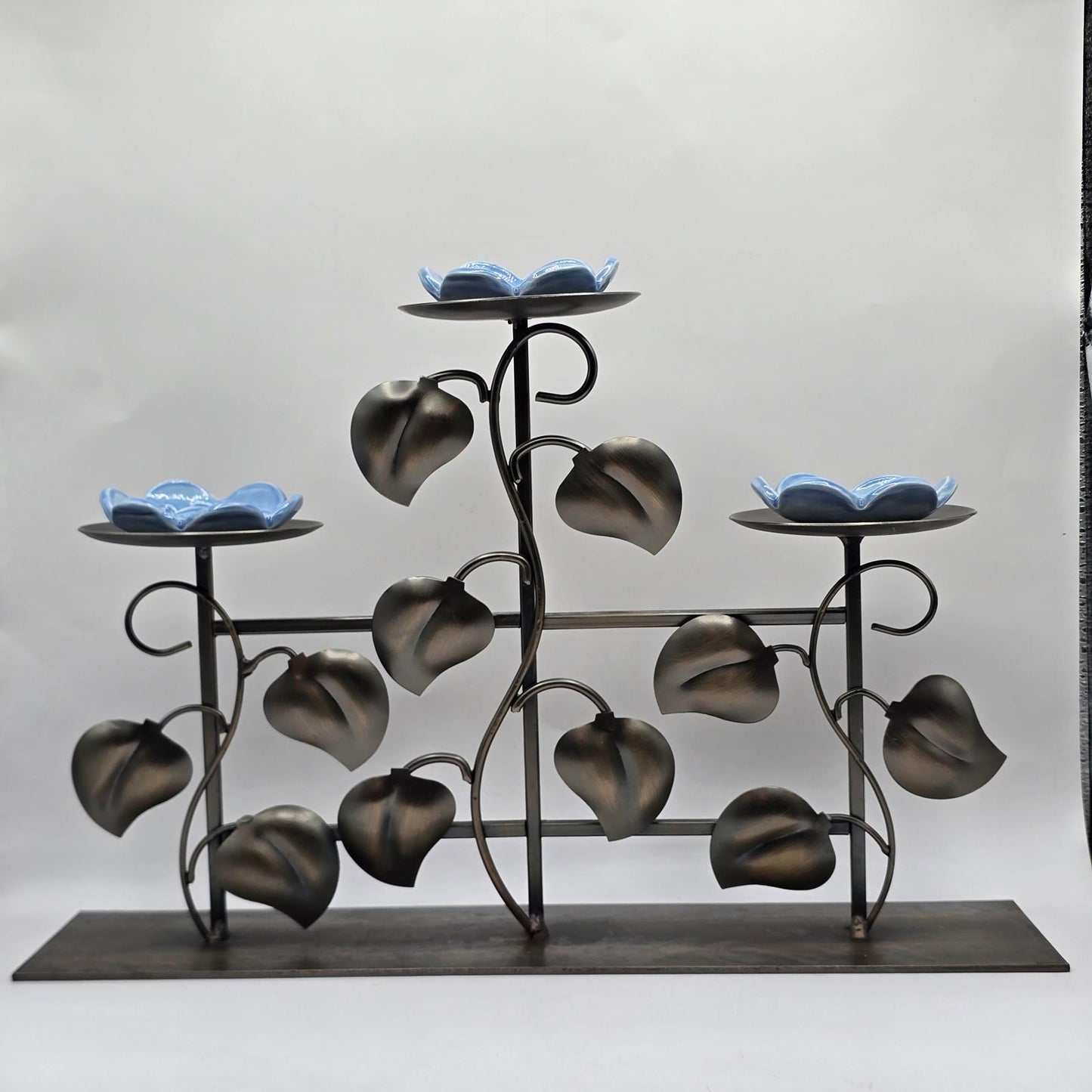 Decorative Floral Bronze 3-Tier Candle Holder