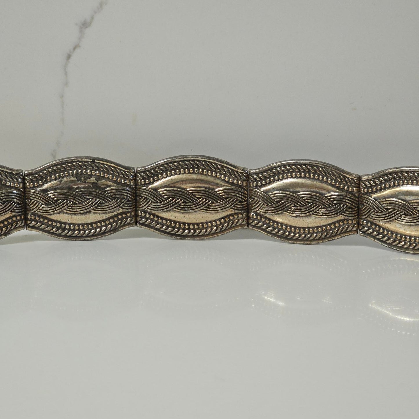 Vintage Brighton Western Silver-plated Conch and Leather Belt