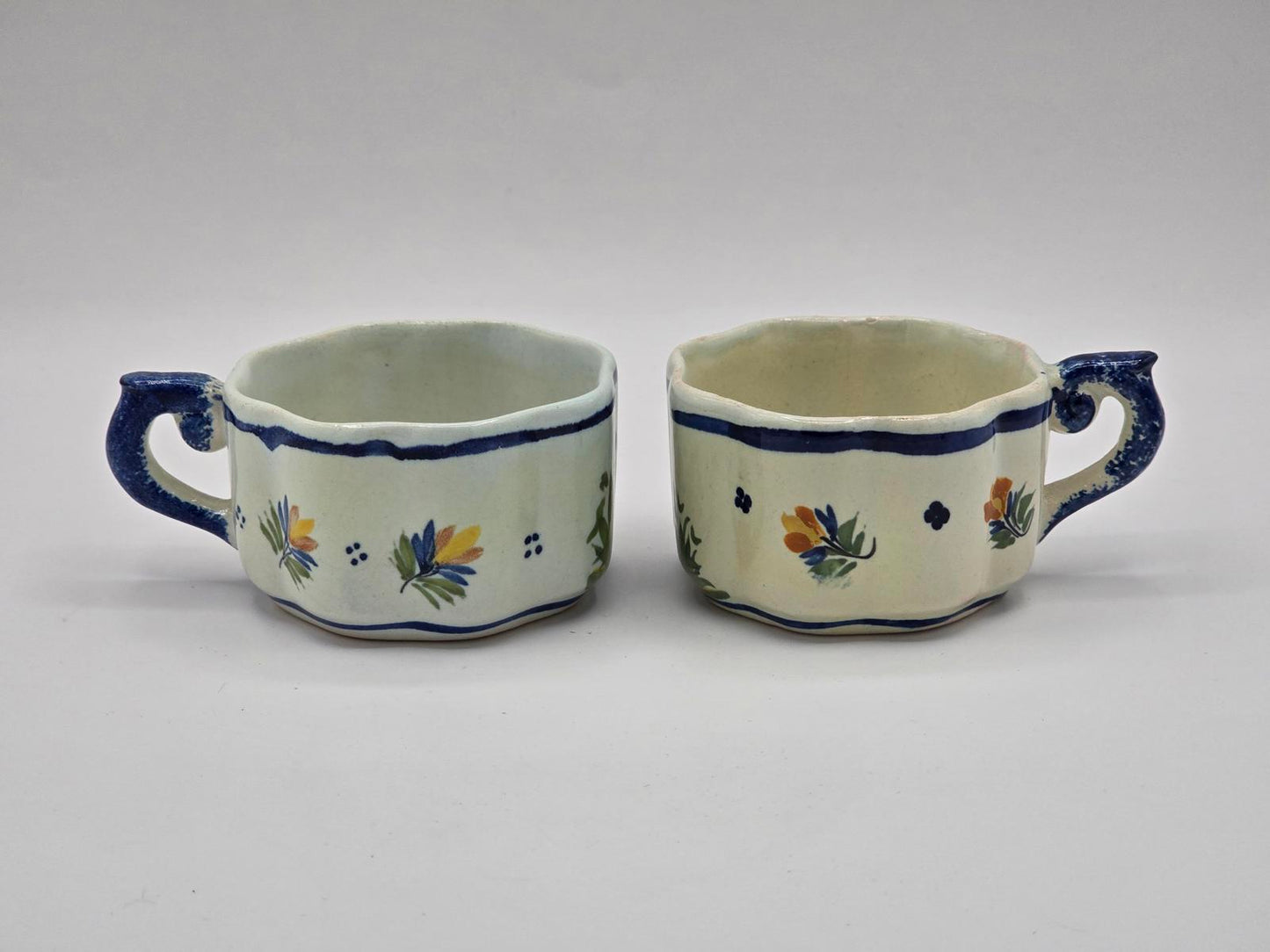 Vintage/Antique Henriot Quimper French Faience Pottery Tea Cups