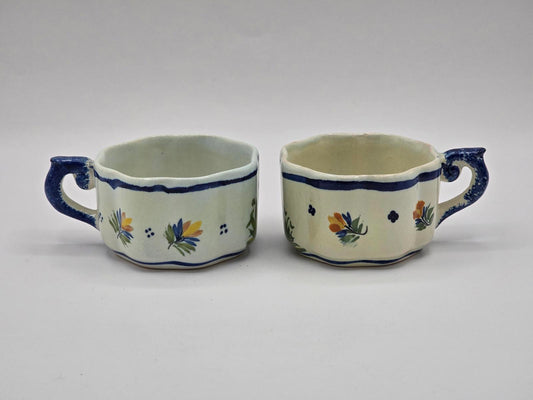 Vintage/Antique Henriot Quimper French Faience Pottery Tea Cups