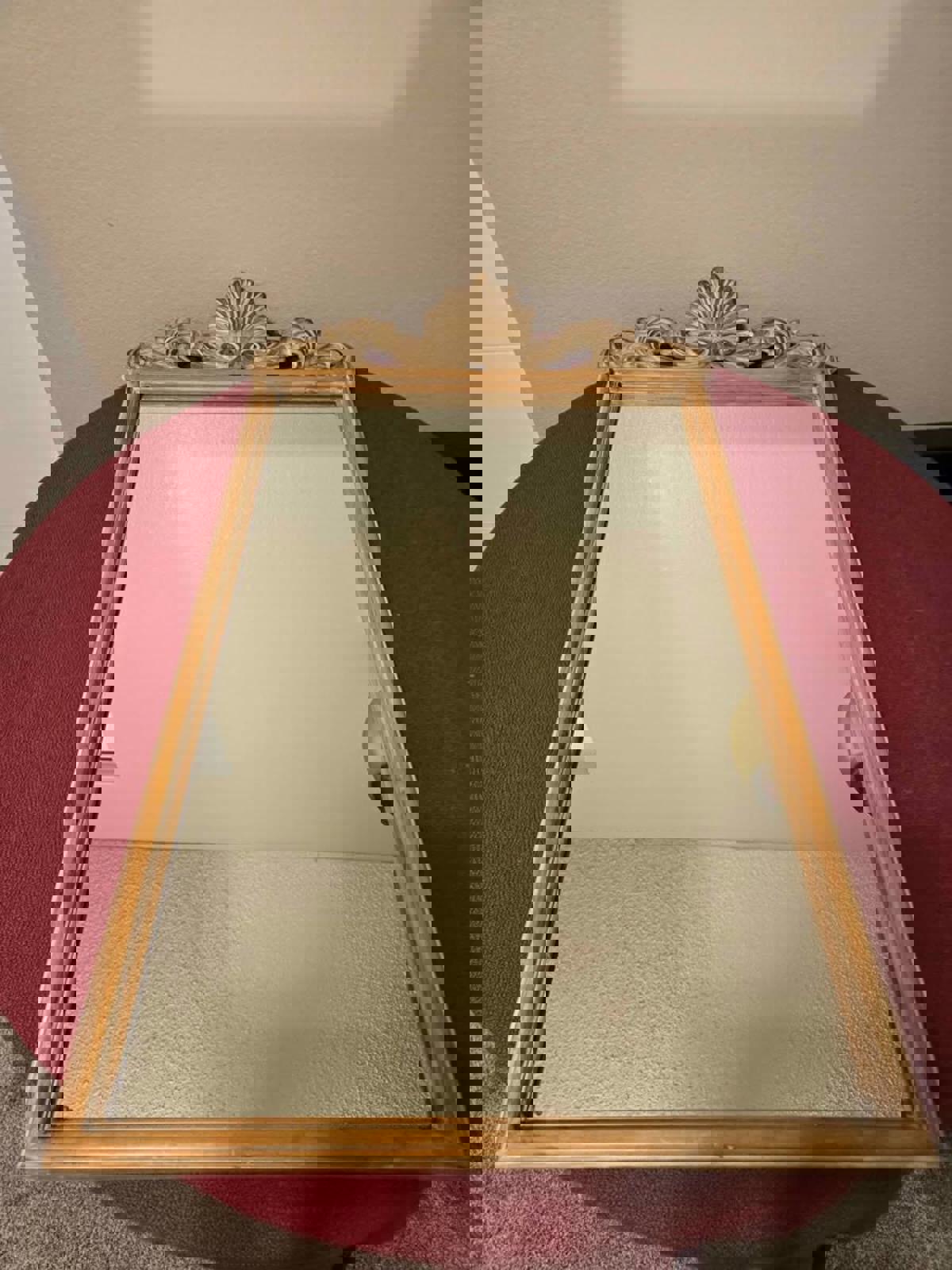 Vintage Italian Roccoco Style, Wood Mirror with Shell and "C" Scroll Motif