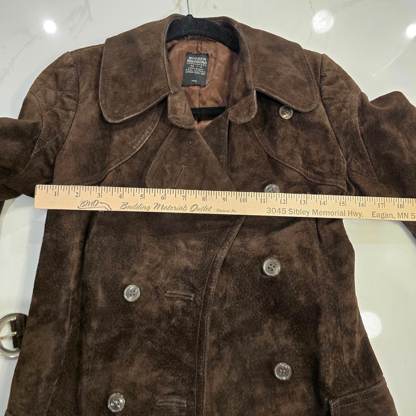 Vintage Sysser Ginsborg Design Brown Suede Trench Coat