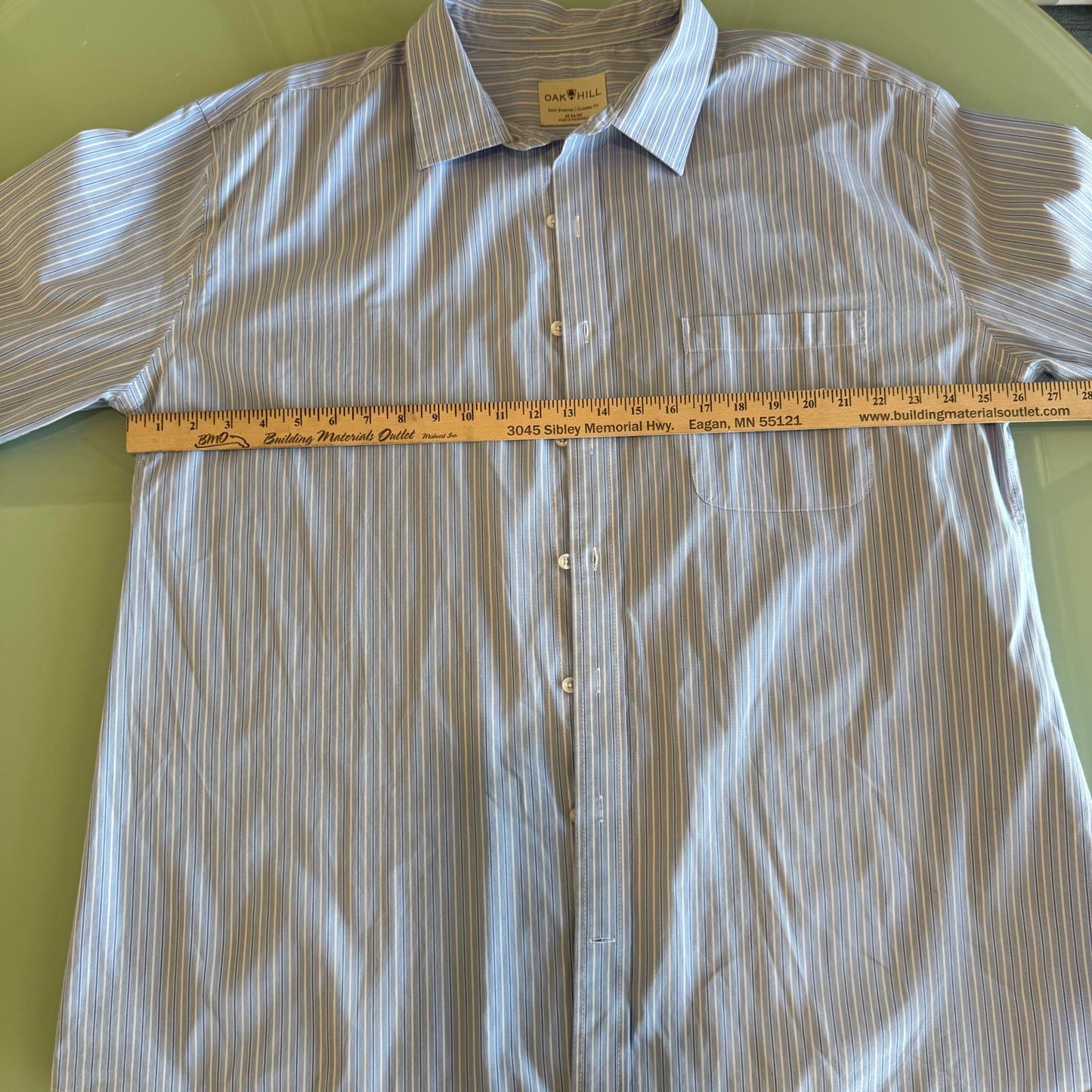 Oak Hill Blue Striped Men's Dress Shirt Size 20 34/35