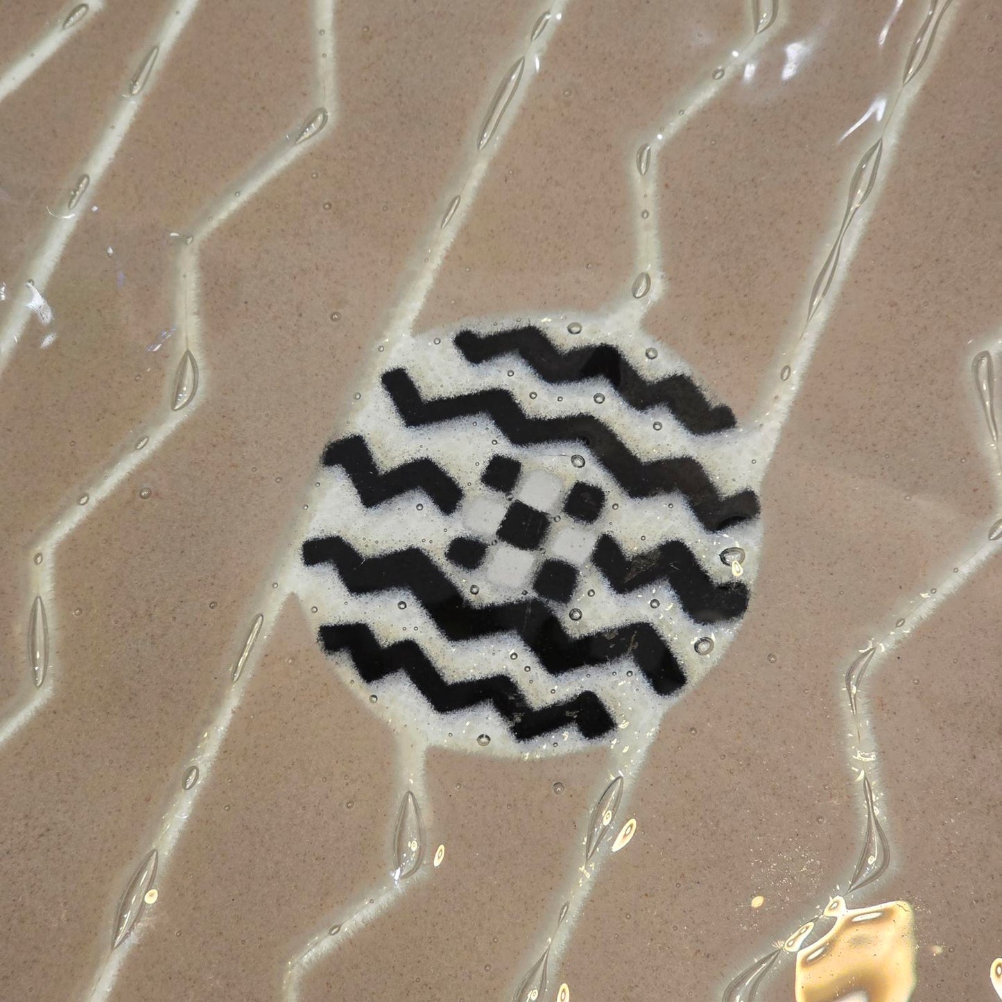 Ann Mallory / Peggy Karr Fused Art Glass Platter w/ Stand