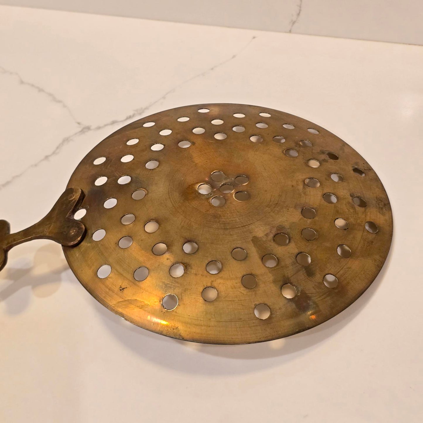 Vintage Brass Skimmer with Ornate Loop Handle