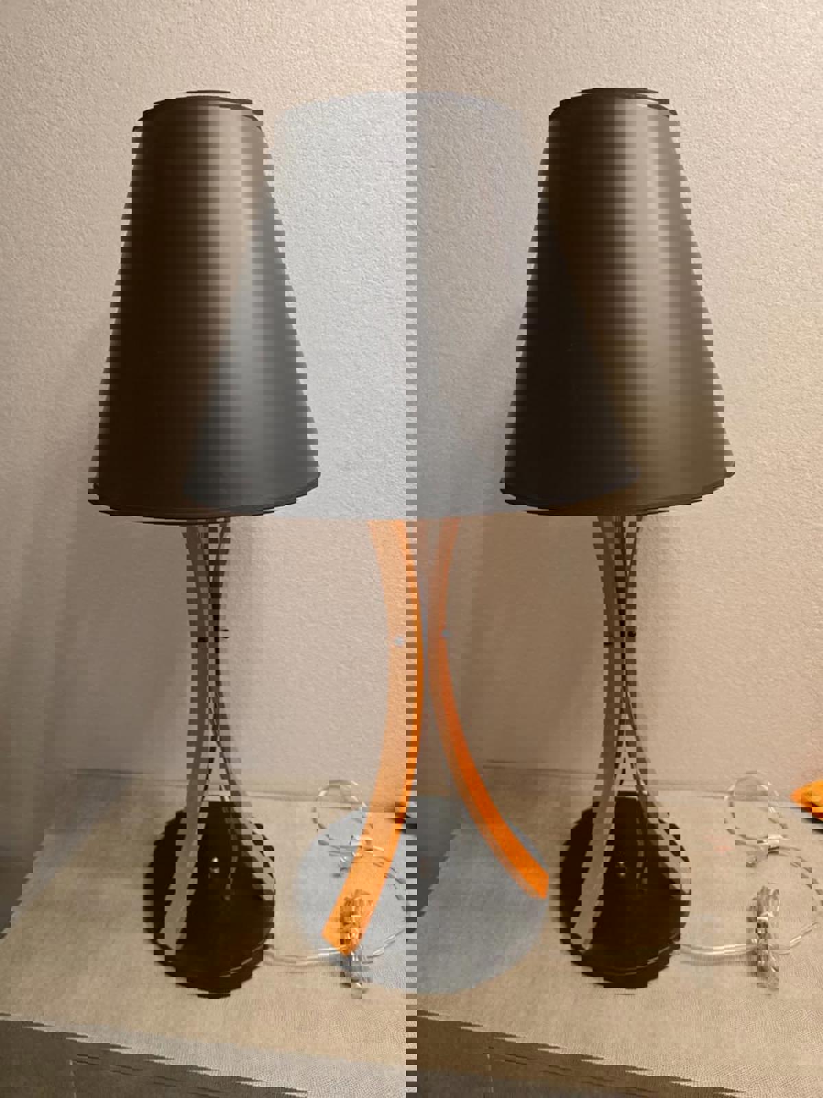 MCM Wood Lamp w/ Black Shade