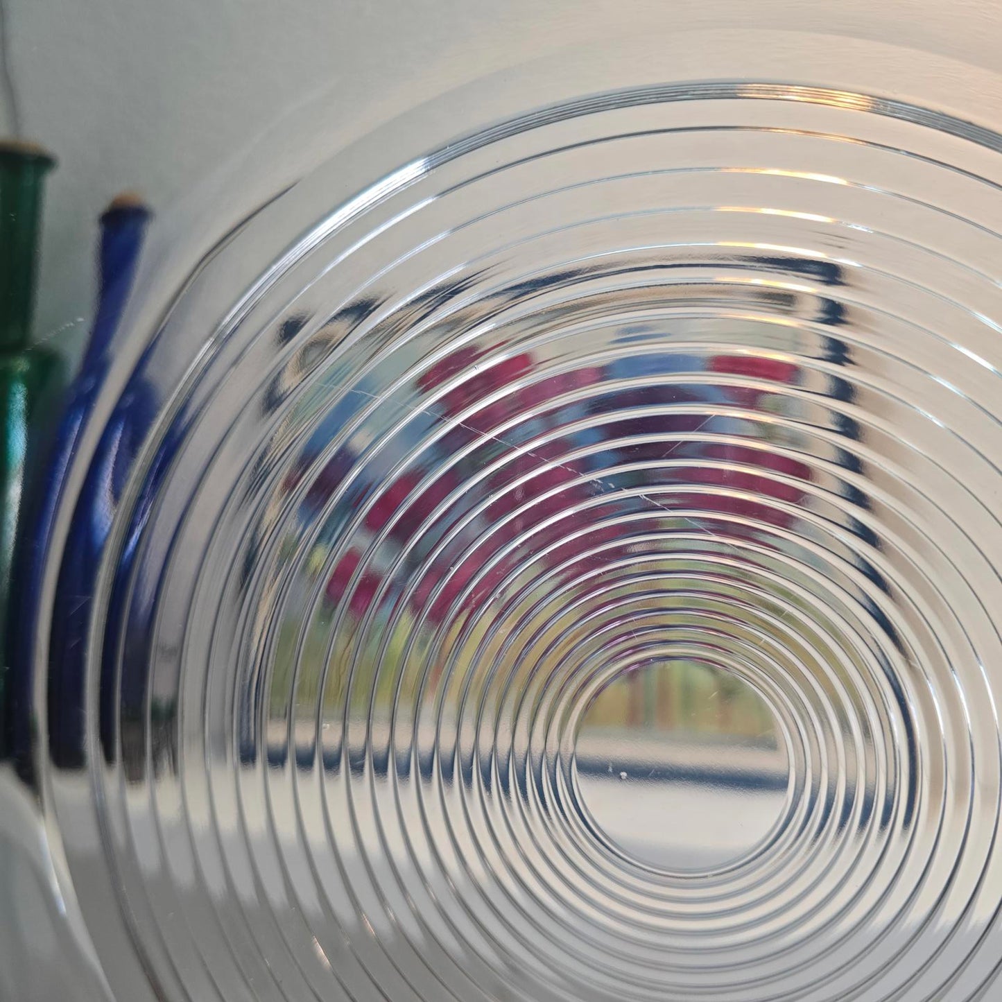 Vintage Glass Platter with Circular Ribbed Center