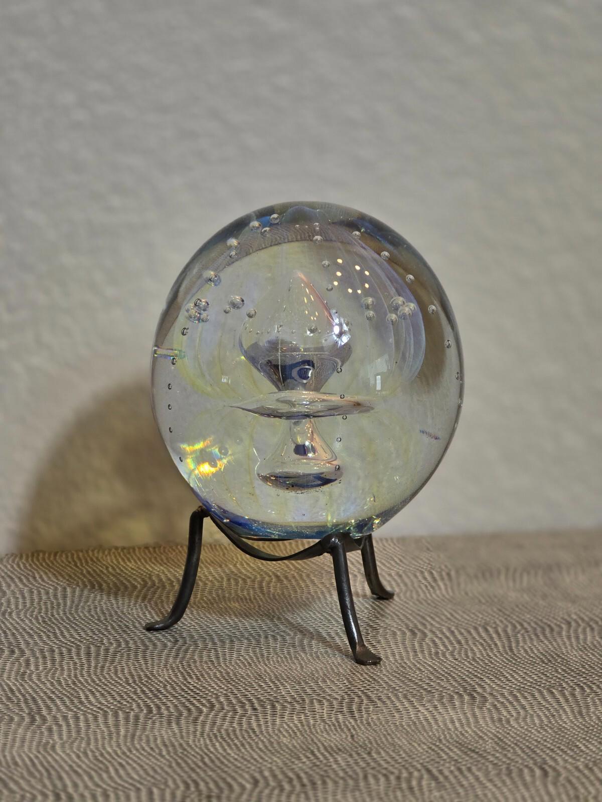 Robert Eickholt "Double Jellyfish" Paperweight W/ Custom Stand