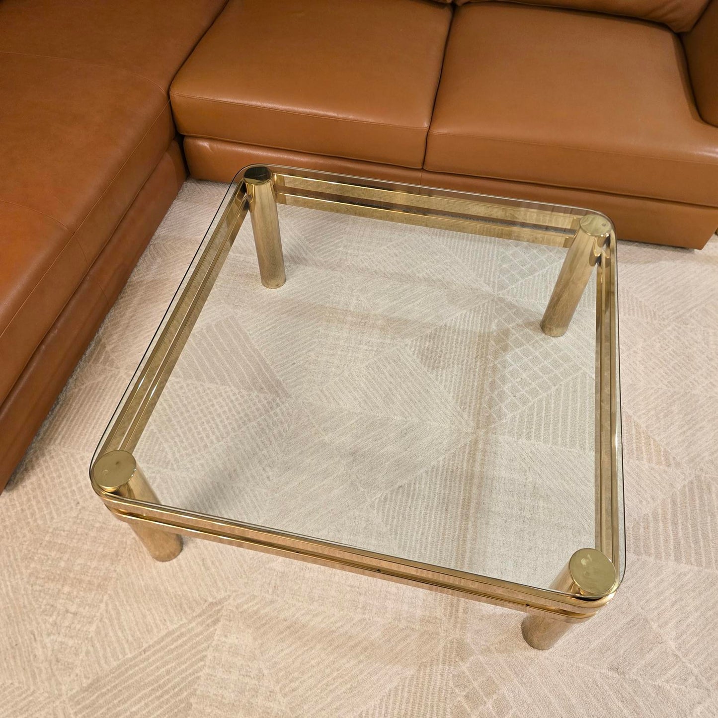 Vintage Art Deco/Hollywood Regency Brass and Glass Coffee Table