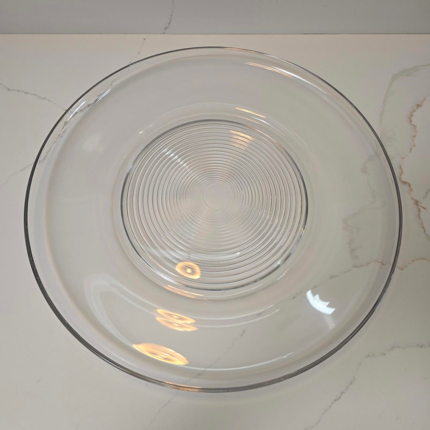 Vintage Glass Platter with Circular Ribbed Center