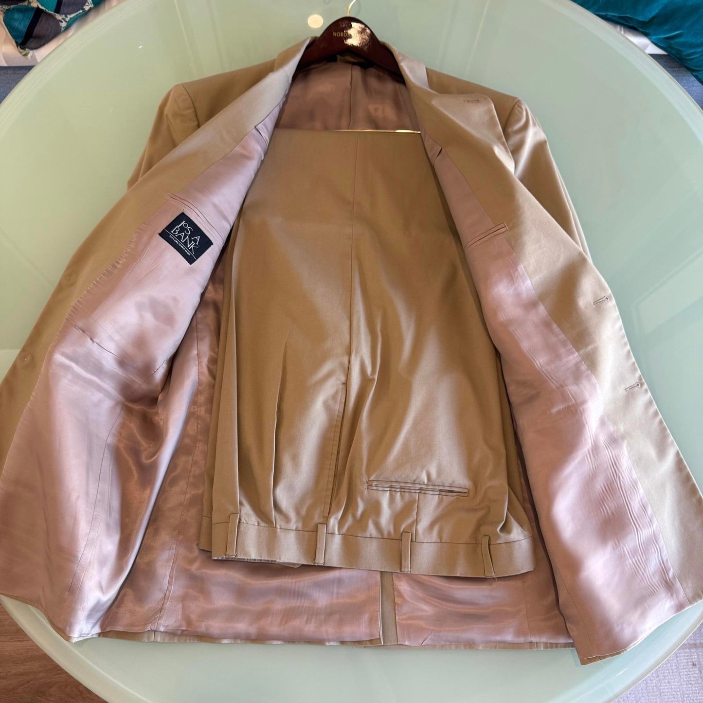 Jos. A. Bank Khaki Suit 44L Coat. 39L Pants