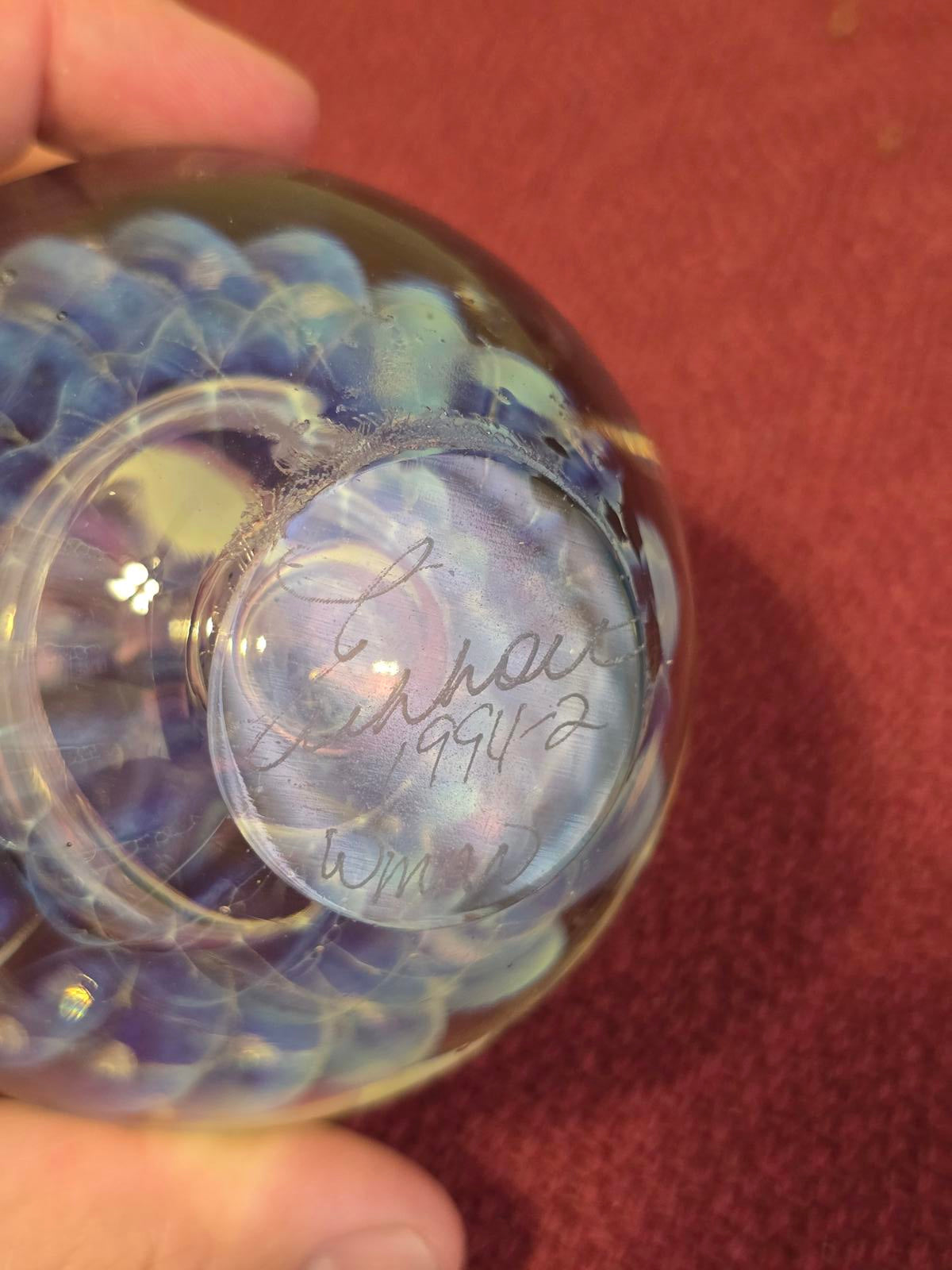 Robert Eickholt "Double Jellyfish" Paperweight W/ Custom Stand