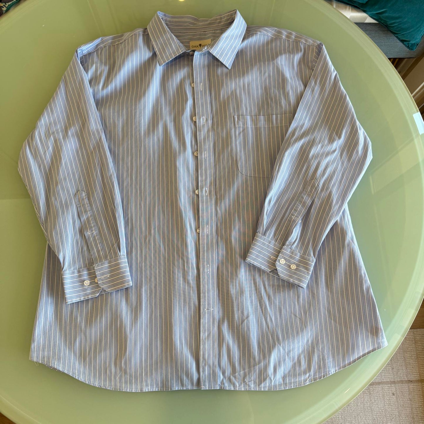 Oak Hill Blue Striped Men's Dress Shirt Size 20 34/35