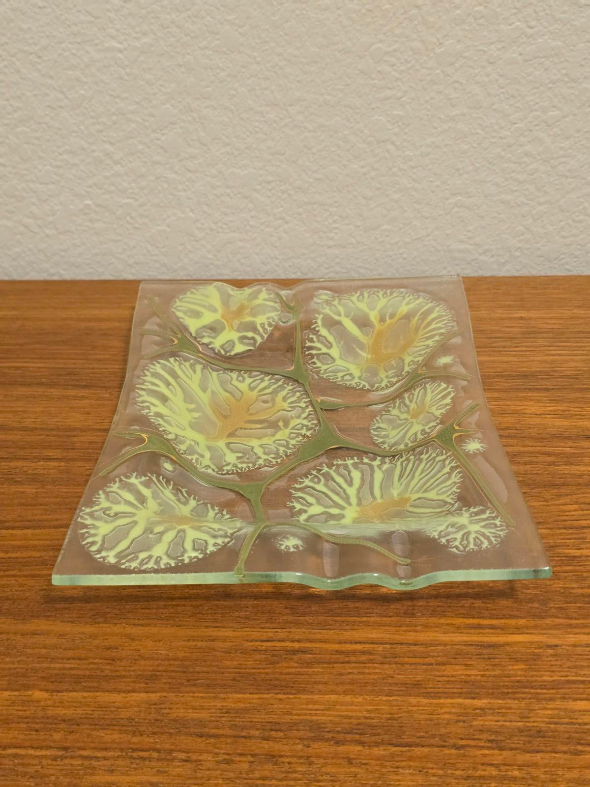 Vintage MCM Higgins Studio Fused-Glass Art Tray