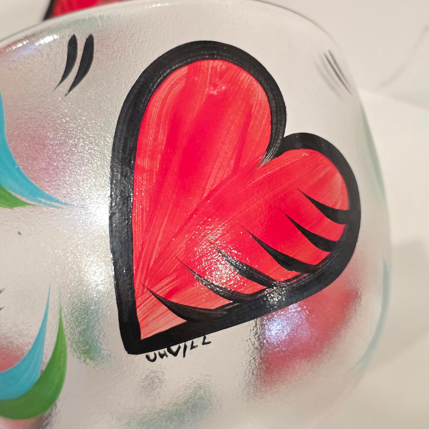 Kosta-Boda Hand-Painted Large Floating Hearts Bowl- Priced Individually, 2 Avail