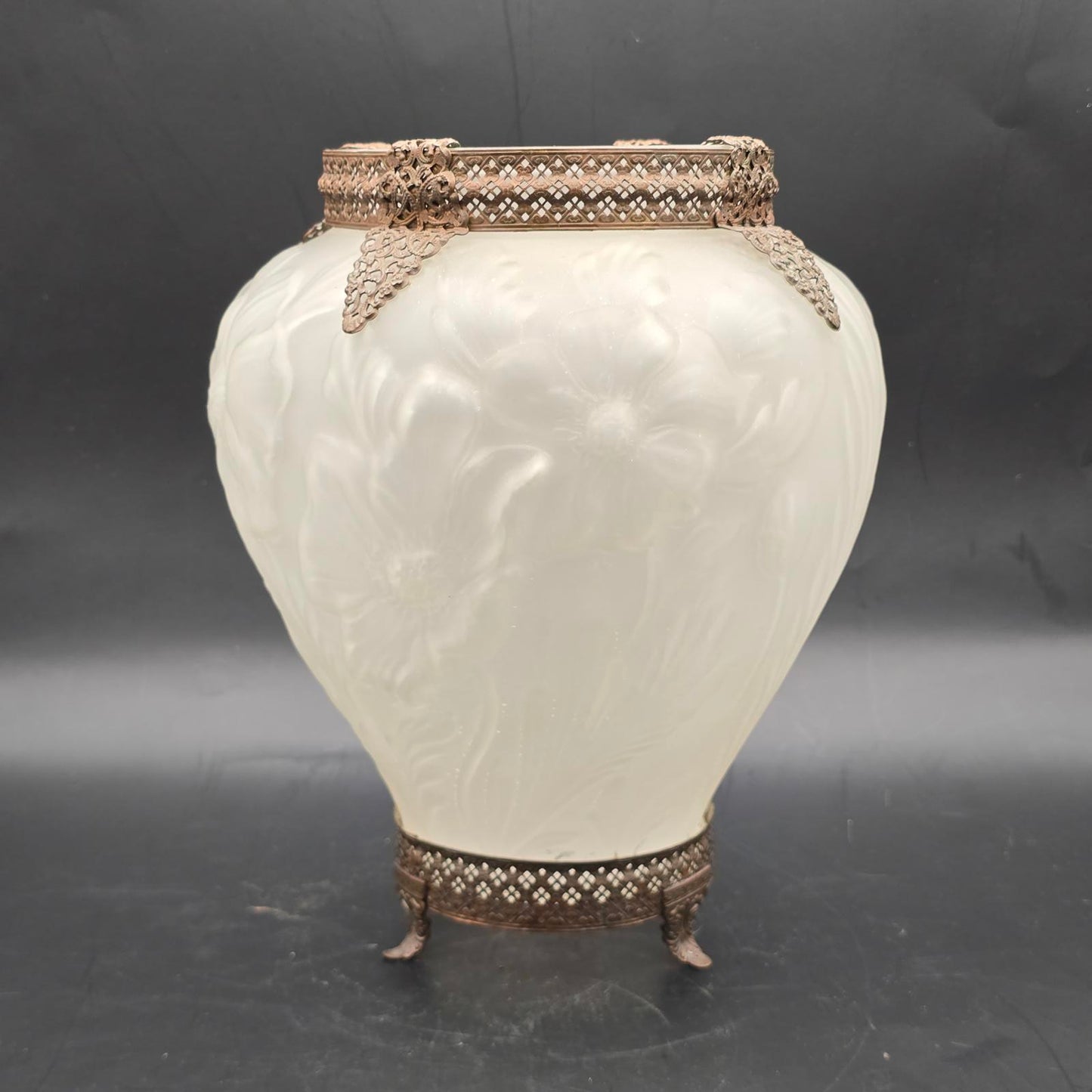 Vintage Phoenix Consolidated Glass "Poppy" Vase with Ormolu Detail