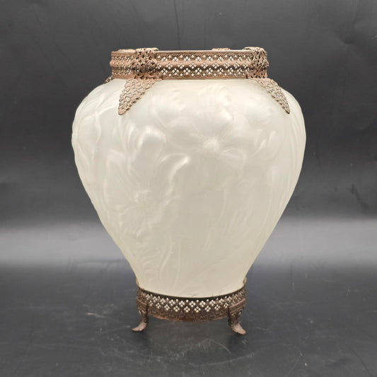 Vintage Phoenix Consolidated Glass "Poppy" Vase with Ormolu Detail