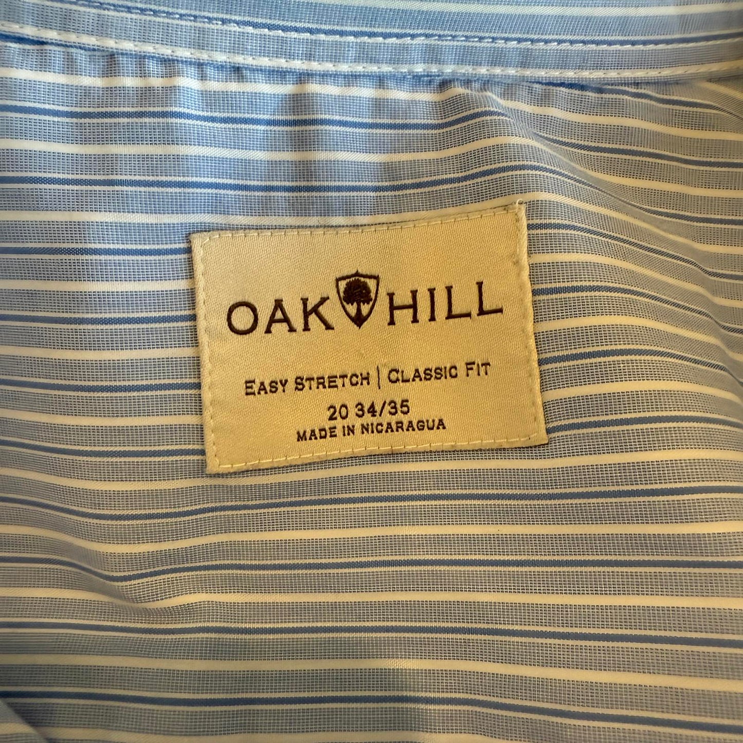 Oak Hill Blue Striped Men's Dress Shirt Size 20 34/35