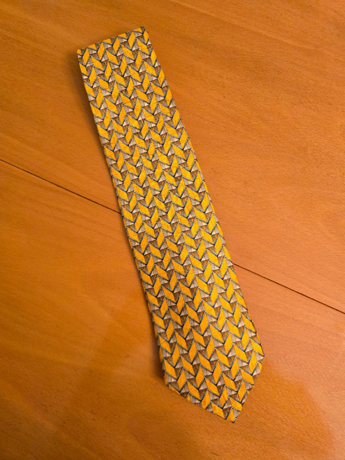 Errnenegildo Zegna 100% Silk Tie- Yellow Patterned