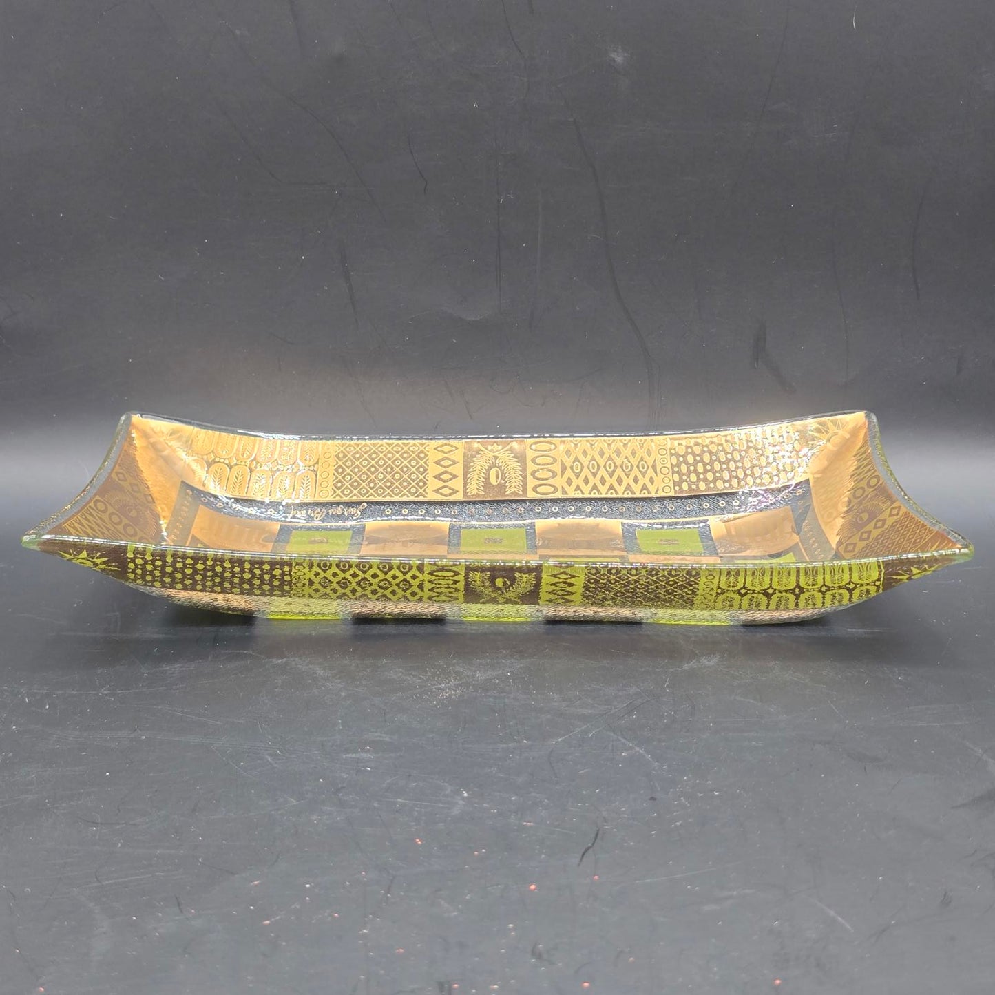 Vintage George Briard MCM Celeste Rectangular Glass Serving Piece