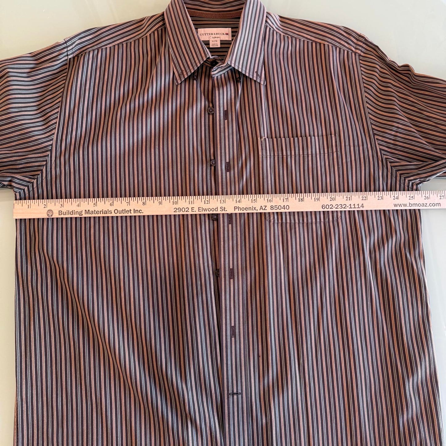 Cutter & Buck Brown Striped Men's XL Long Sleeve Button-Down Shirt