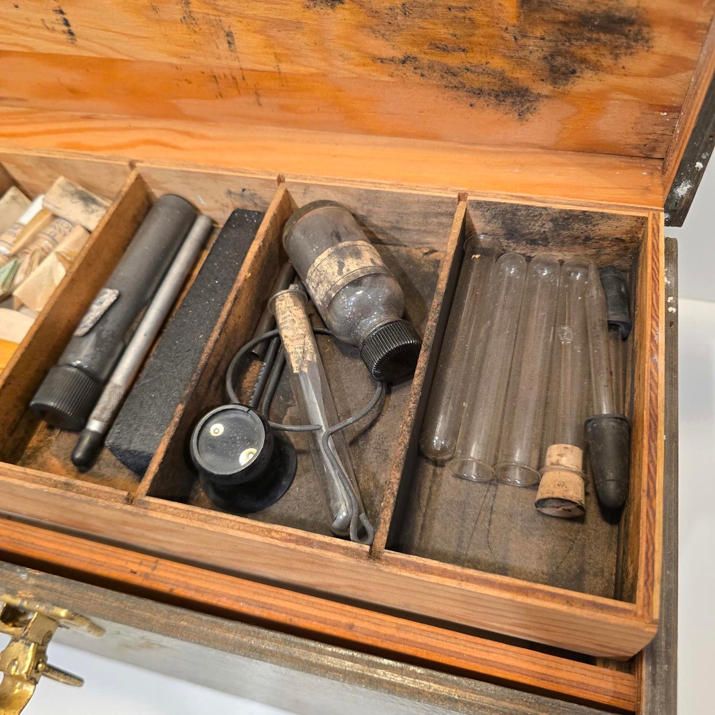 Vintage Apothecary/Geological Testing Set with Bottles, Instruments, and Chemicals