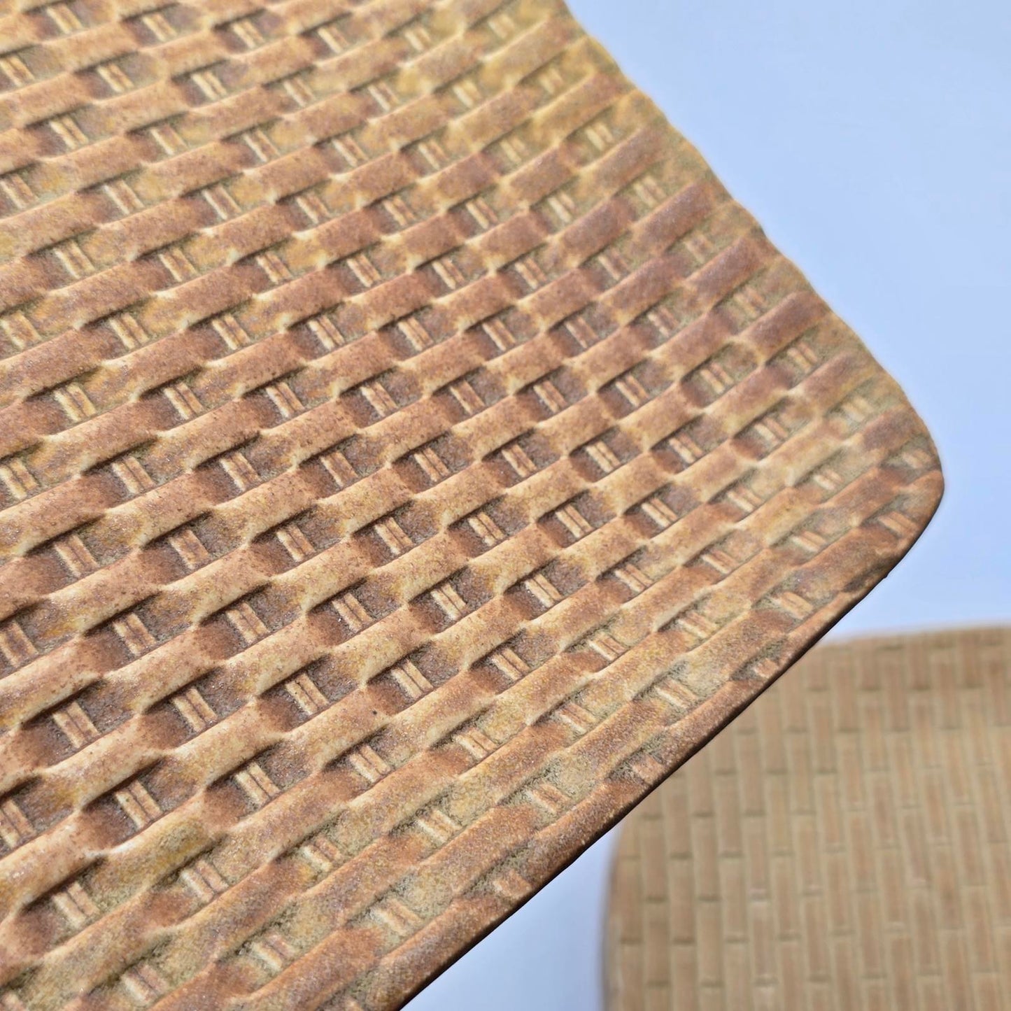 Handcrafted Studio Pottery Basket Weave Pattern - Set of 2, Rectangular Dishes