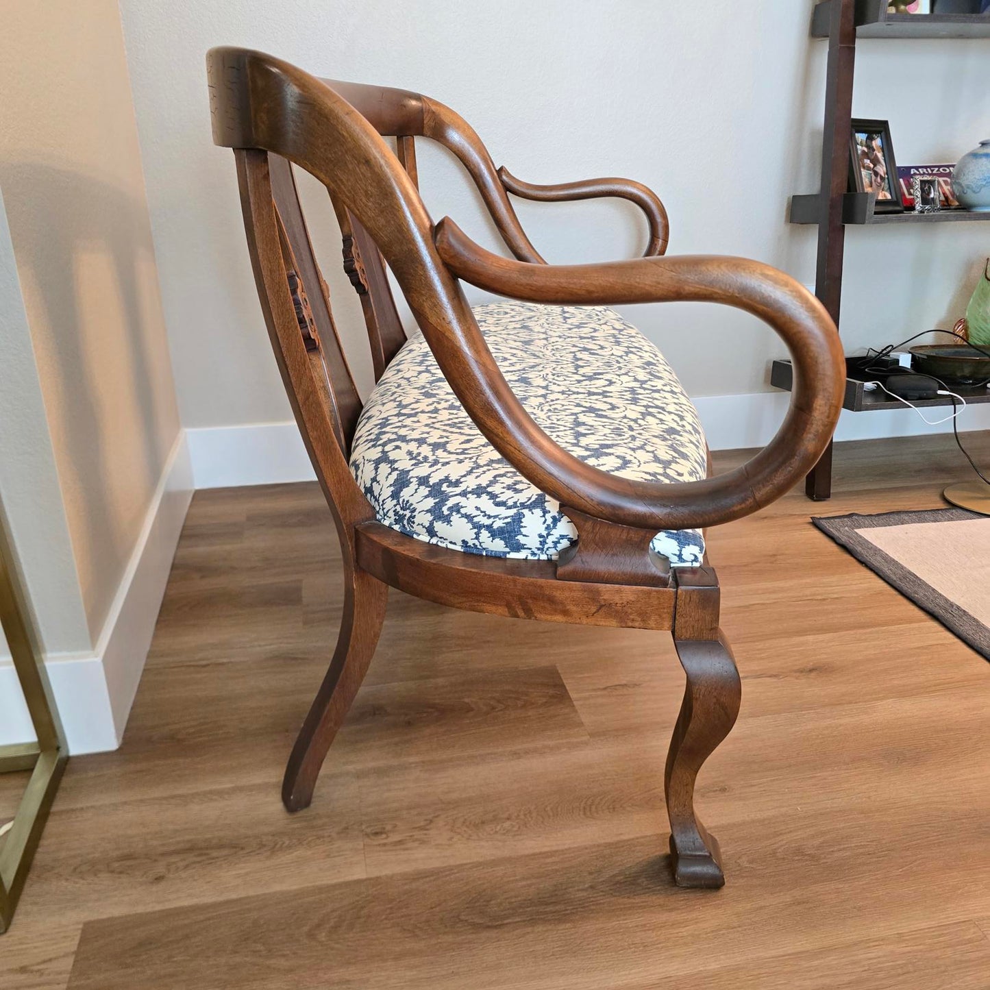 Antique English Regency Carved Walnut Settee/Bench