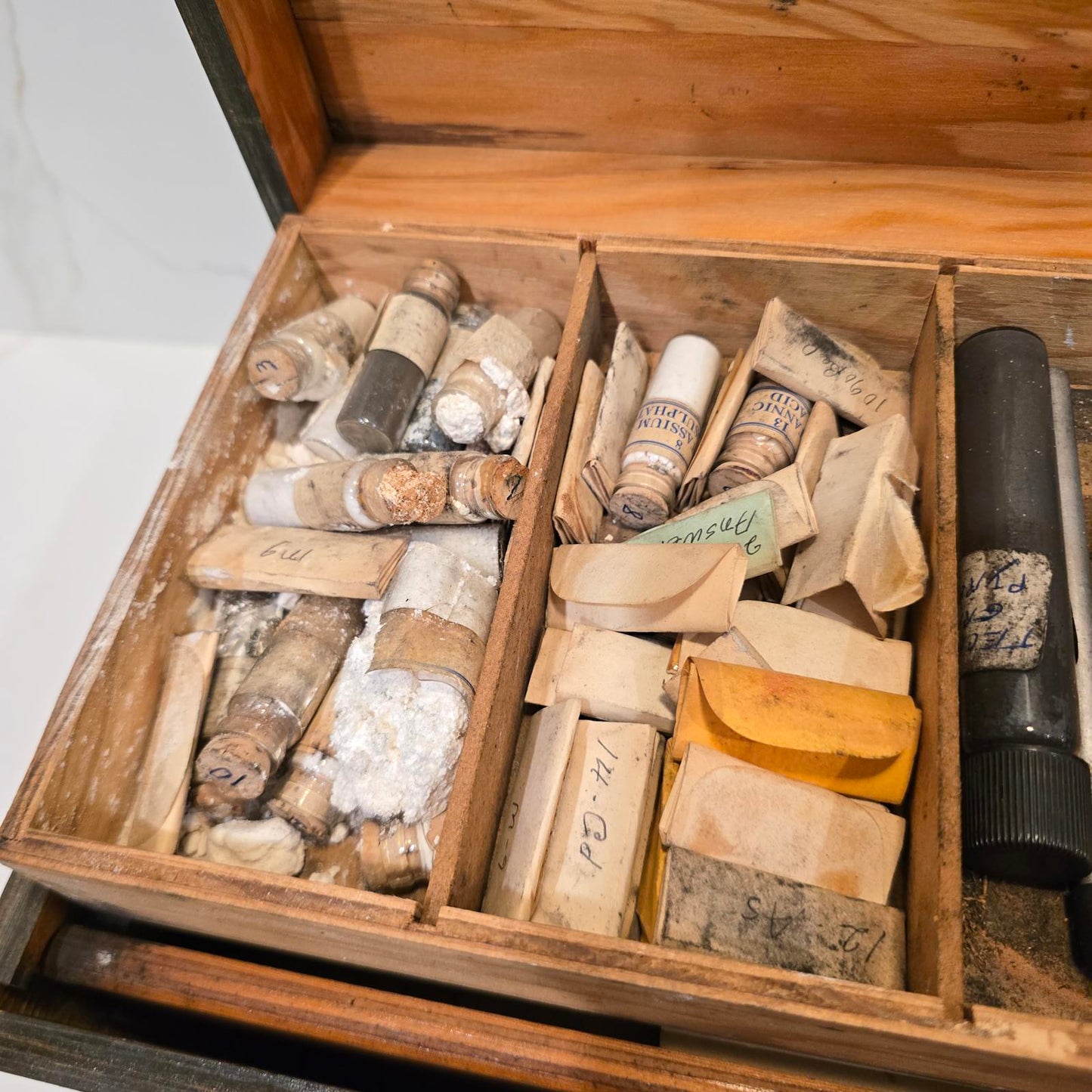 Vintage Apothecary/Geological Testing Set with Bottles, Instruments, and Chemicals