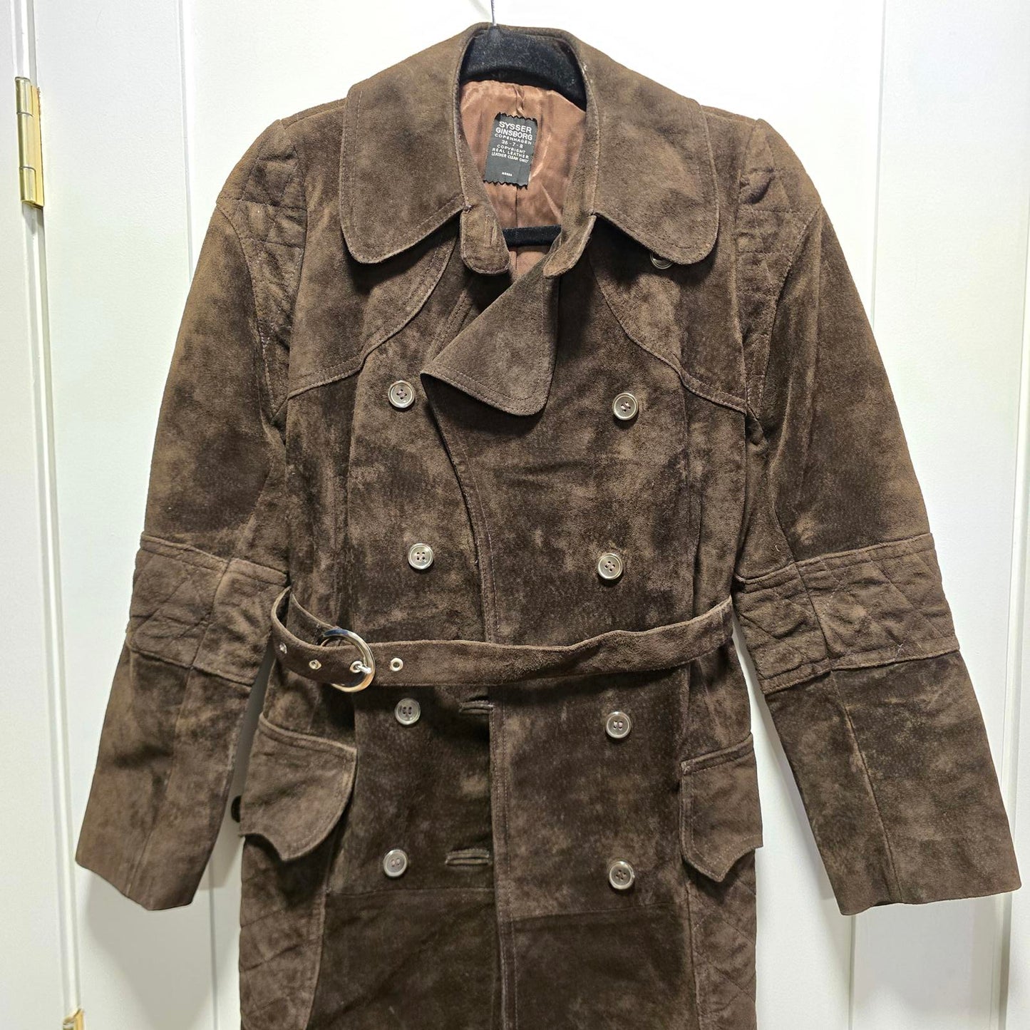 Vintage Sysser Ginsborg Design Brown Suede Trench Coat