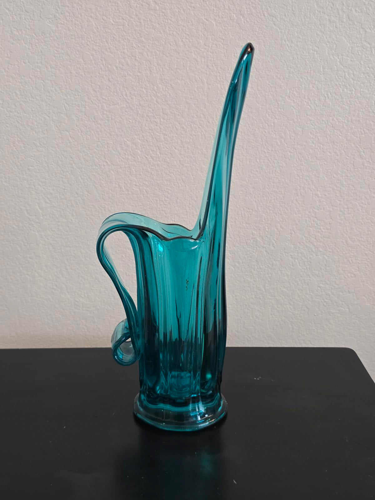 Vintage MCM L.E. Smith Peacock Blue Swung Pitcher/Vase