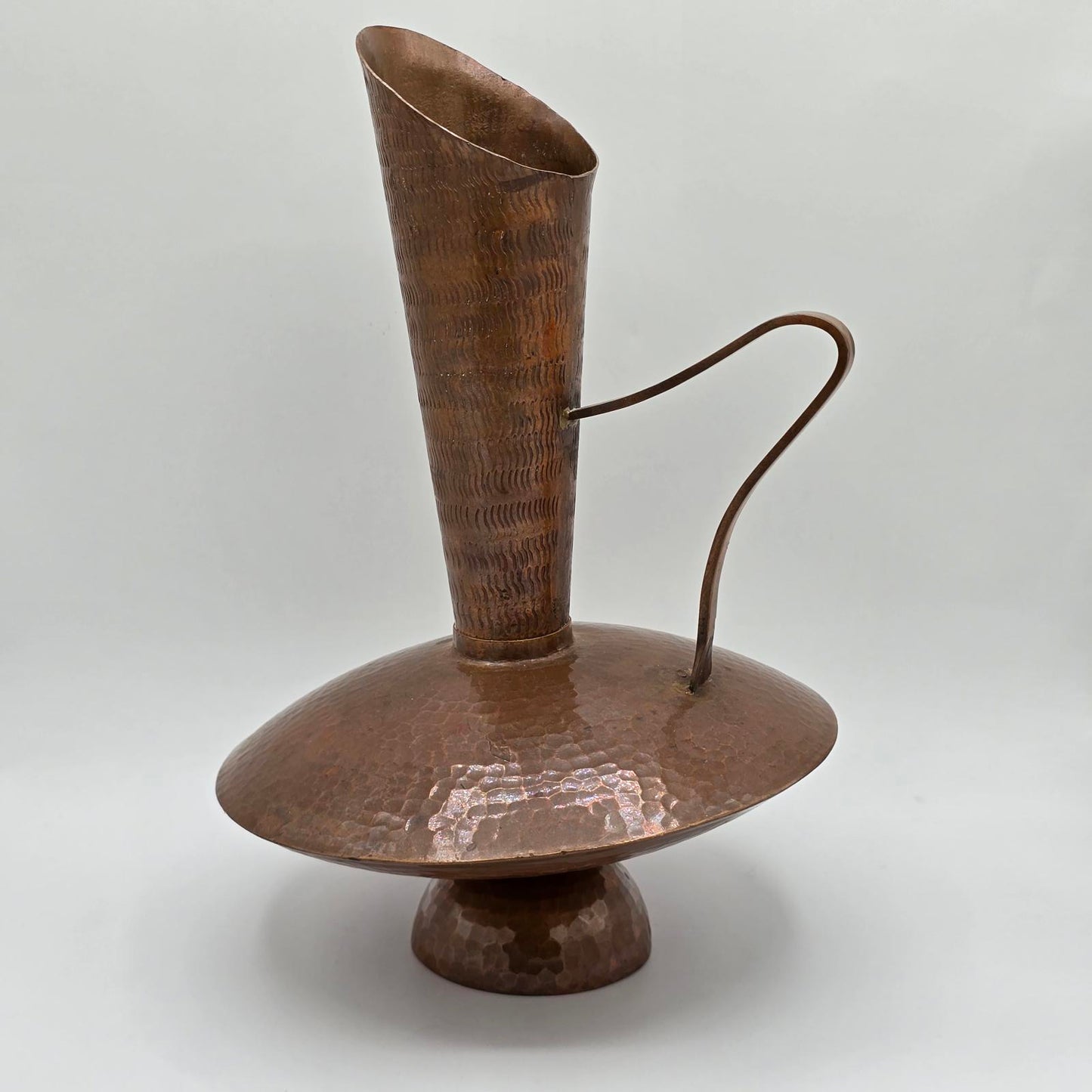Vintage MCM Asymmetrical Hammered-Copper Pitcher