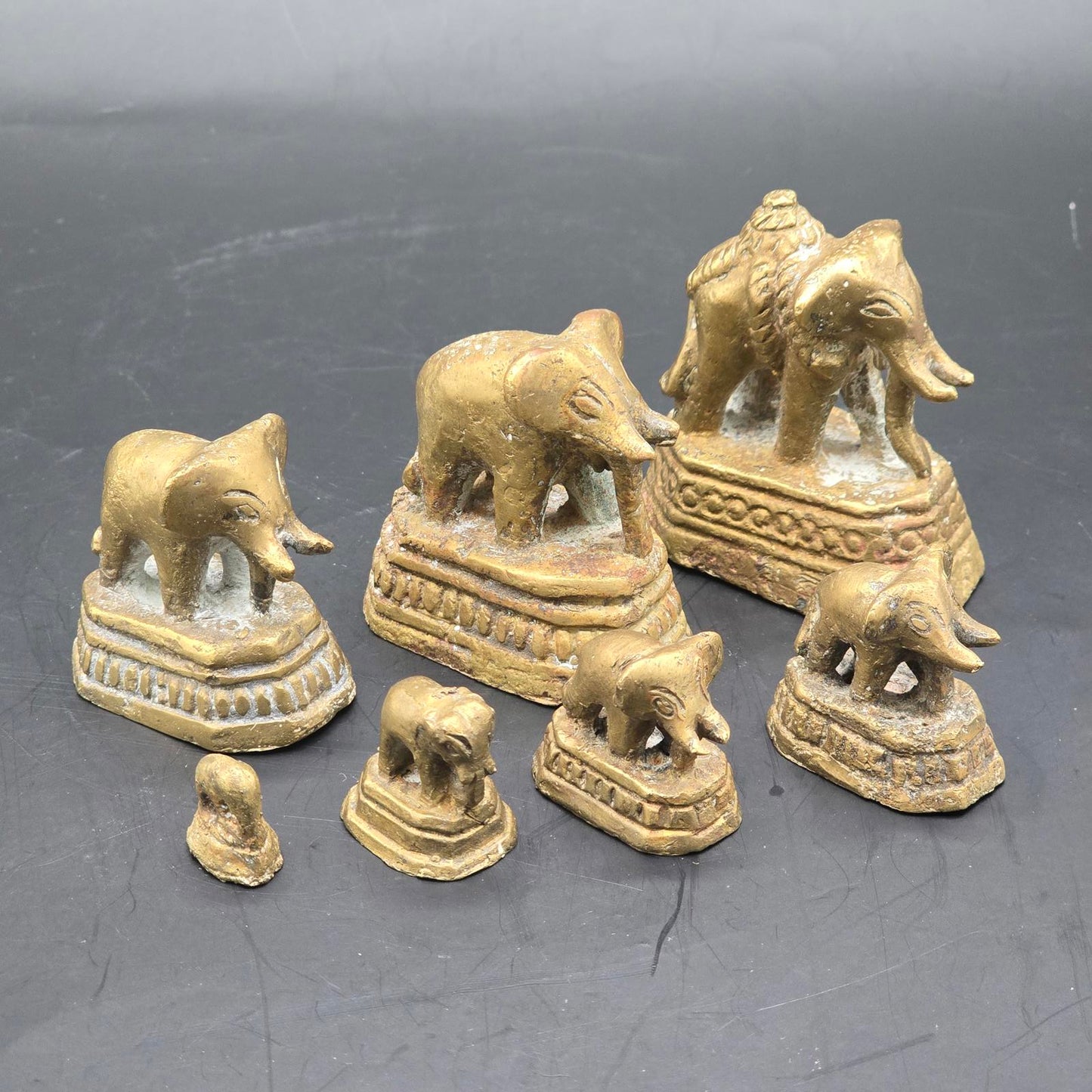 Vintage Brass Elephant Opium Weights
