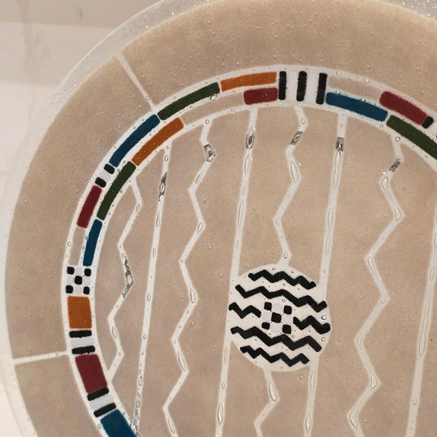 Ann Mallory / Peggy Karr Fused Art Glass Platter w/ Stand