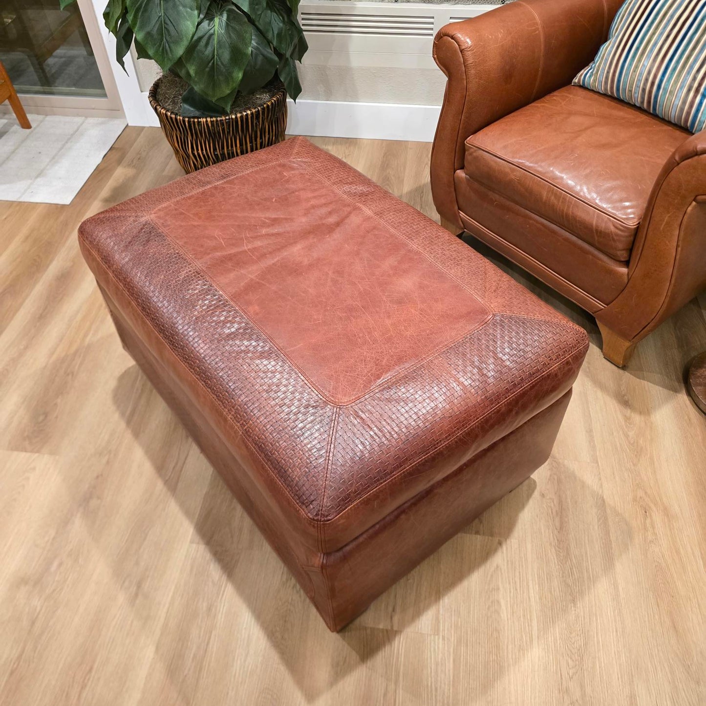 Stickley "Santa Fe" Style Leather Ottoman By Creative Leather